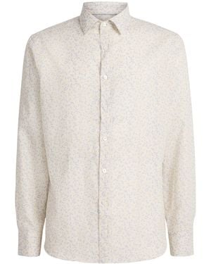 Canali Linen-Cotton Printed Shirt - White