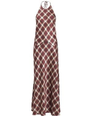 Doen Silk Plaid Maxime Maxi Dress - Purple