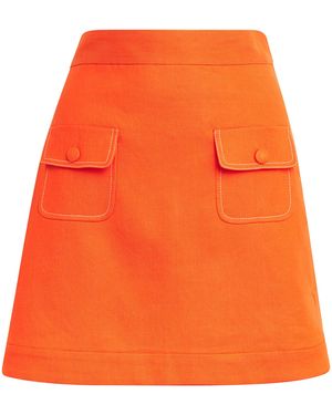 Sandro Linen-Blend Tailored Mini Skirt - Orange