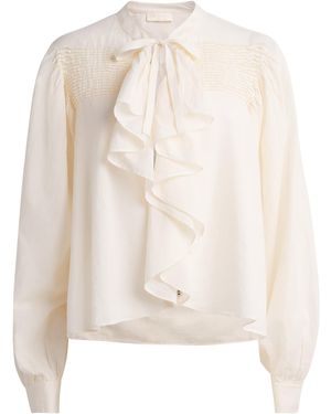 Ulla Johnson Cotton Ruffled Riko Blouse - White