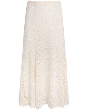 Gabriela Hearst Cashmere Floral Patterson Midi Skirt - White