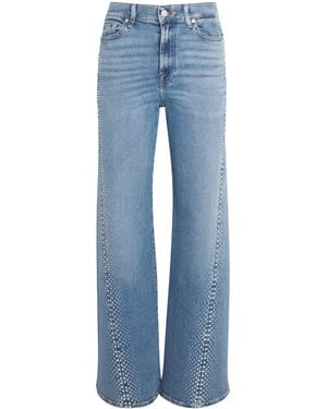 7 For All Mankind Embellished Twisted Lotta Flared Jeans - Blue