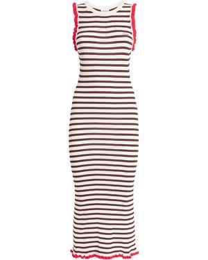 Claudie Pierlot Stripe Midi Knitted Dress - White