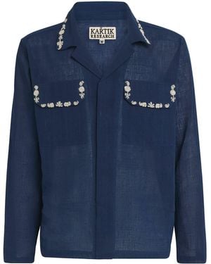 Kartik Research Cotton Embroidered Surya Shirt - Blue