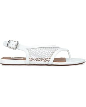 Alaïa Patent Leather Fishnet Sandals - White