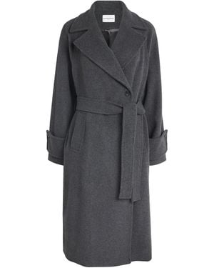 Claudie Pierlot Wool-Blend Belted Coat - Grey