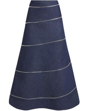 A.W.A.K.E. MODE Zipped Denim Skirt - Blue