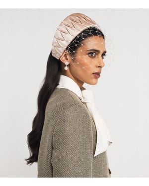 Emily London Pleated Headband With Veil - White
