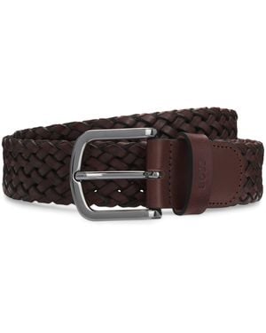 BOSS Leather Woven Belt - Brown