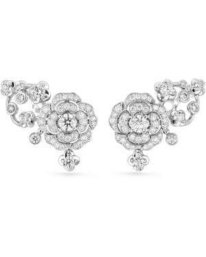 CHANEL And Diamond Bouton De Camélia Crawling Earrings - Metallic