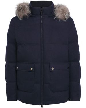 Canali Cashmere Down Puffer Jacket - Blue