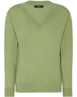 Weekend by Maxmara Wool-Silk V-Neck Sweater - Green