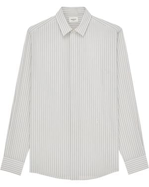 Saint Laurent Stripe Cassandre Shirt - White