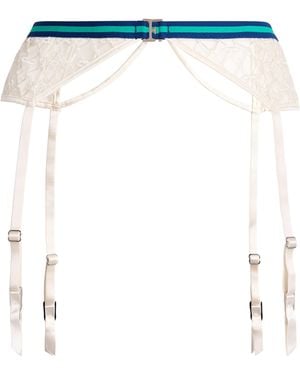 Fleur du Mal Mesh Serena Suspender Belt - White
