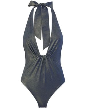Zimmermann Metallic Aster Halterneck Swimsuit - Blue
