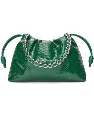Loewe Large Patent Python Flamenco Purse - Green