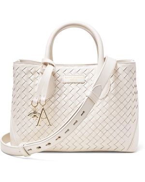 Aspinal of London Medium Woven Leather London Tote Bag - Natural
