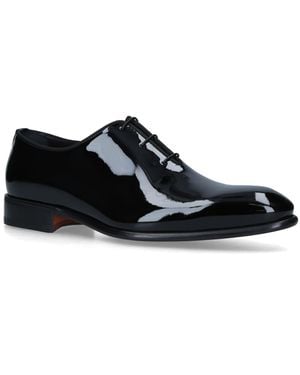 Santoni Patent Carter Wholecut Oxford Shoes - Black