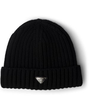Prada Wool Logo Beanie - Black