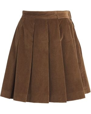 Weekend by Maxmara Corduroy Pleated Mini Skirt - Brown