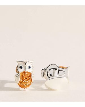 Deakin & Francis Sterling And Sapphire Owl Cufflinks - Natural