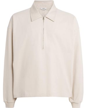 Agolde Cotton Darius Half-Zip Polo Sweatshirt - White
