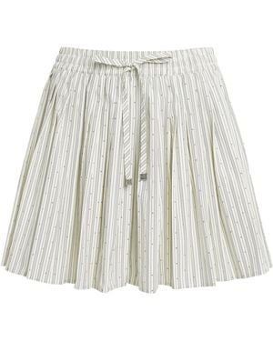 Sandro Embellished Stripe Mini Skirt - Natural