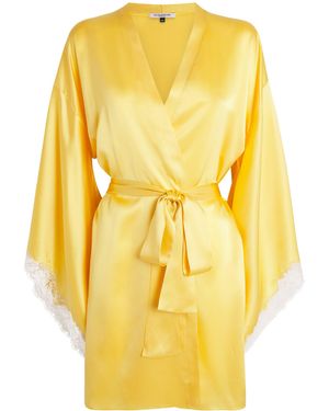 Gilda & Pearl Silk Secret Garden Robe - Yellow