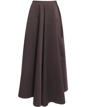 Agnona Stretch-Cotton Midi Skirt - Brown