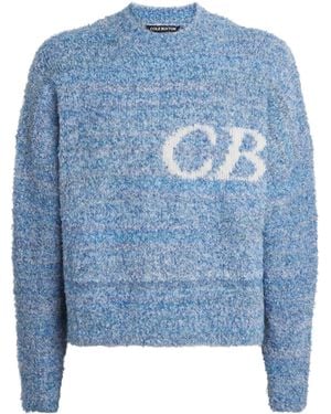Cole Buxton Bouclé Logo Sweater - Blue
