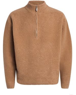 LE17SEPTEMBRE Wool-Blend Half-Zip Sweater - Brown