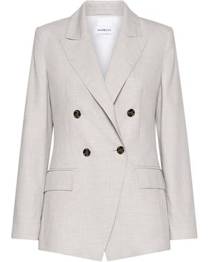 Marella Double-Breasted Blazer - White