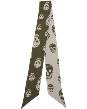 McQueen Silk Skull Skinny Scarf - Natural