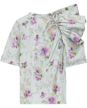 Loewe Floral Draped Top - Blue