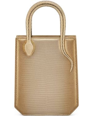 BVLGARI Mini Lizard Skin Serpentine Tote Bag - Natural