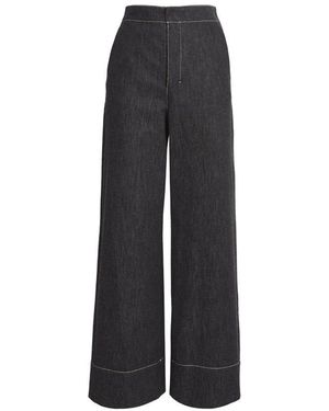 Max Mara Cotton Denim-Effect Pants - Black