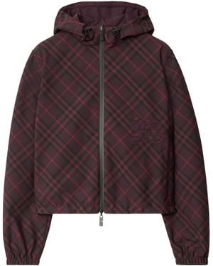 Burberry Check Reversible Cropped Jacket - Purple