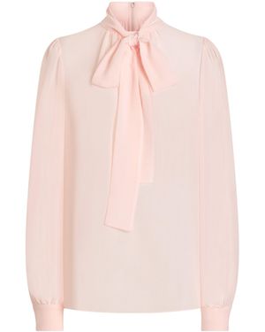 Dolce & Gabbana Silk Georgette Bow-Detail Blouse - Pink
