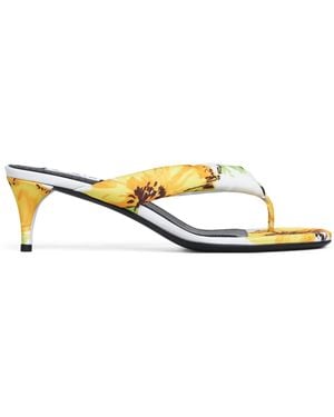 Alaïa Floral Thong Mules 55 - Natural
