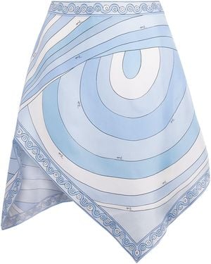 PUCCI Silk Orchidee Scarf Mini Skirt - Blue