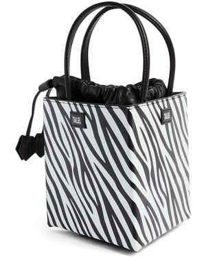 TALEL PARIS Leather Zebra Triangle Top-Handle Bag - Black