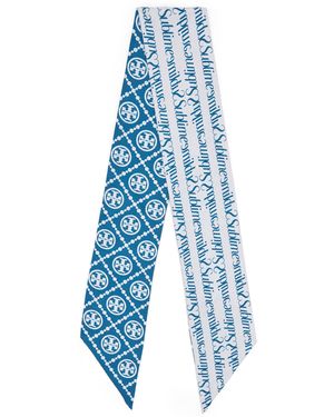 Tory Burch Silk T Monogram Sublime Ribbon Tie - Blue