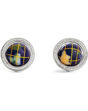 Tateossian Sterling And Lapis Lazuli Globe Cufflinks - White