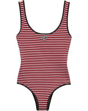 Prada Stripe Triangle Swimsuit - Red