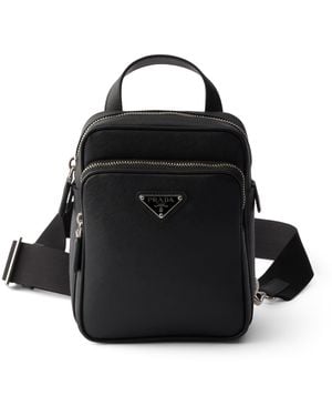 Prada Mini Saffiano Leather One-Shoulder Backpack - Black