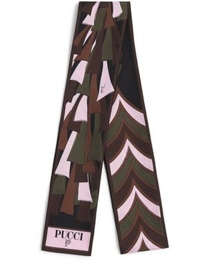 PUCCI Silk Mixed Print Twill Scarf - White