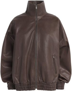Acne Studios Leather Bomber Jacket - Brown
