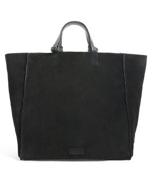 Giorgio Armani Suede Leather-Trim Tote Bag - Black