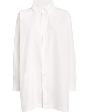 Eskandar Slim A-Line Back-Pleat Shirt - White