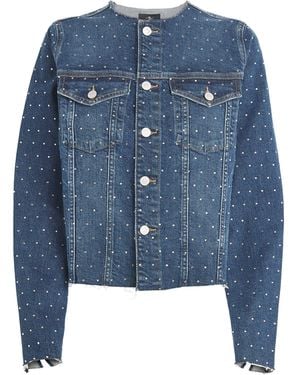 7 For All Mankind Rhinestone Vicky Denim Jacket - Blue